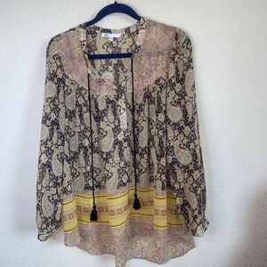 DR2 Paisley sheer blouseTassel Boho shirt old money mob M goth whimsical y2k